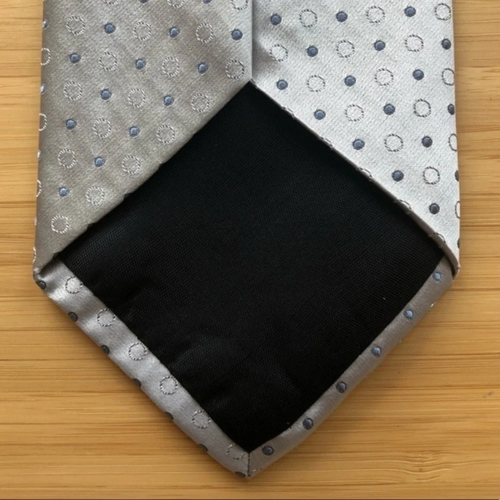 DKNY Silk Tie In Light Silver/Grey
